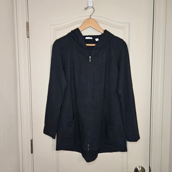 PureJill Black Lightweight Zip-up Hooded Jacket with scoop back, Women's S - Picture 1 of 5